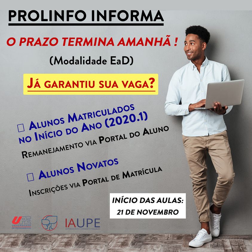 O prazo termina amanhã!