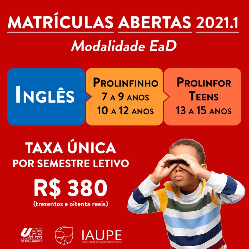 Matrículas para o Prolinfinho!