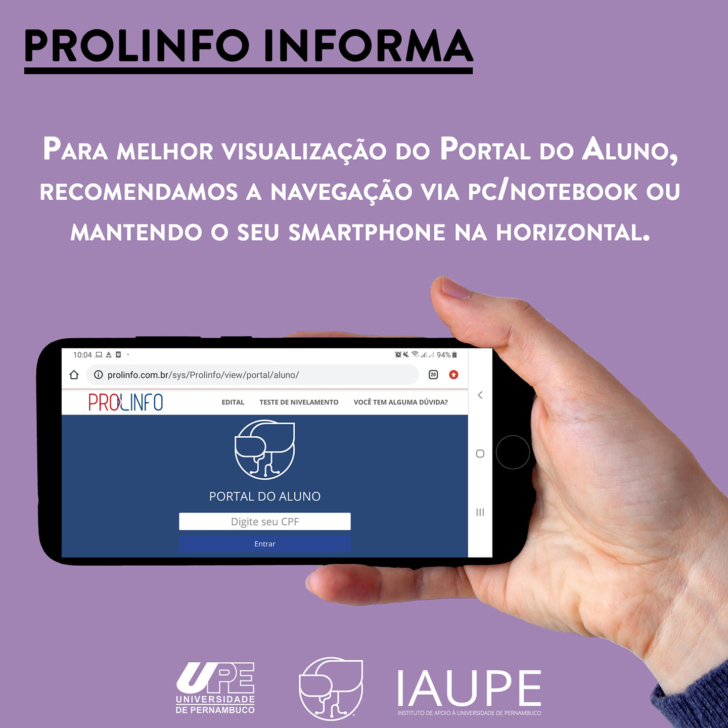 Para melhor visualização do Portal do Aluno