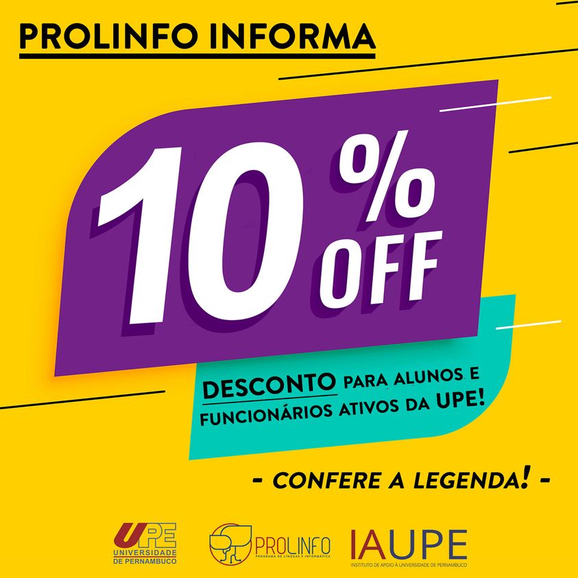 Desconto para alunos e funcionários ativos da UPE!