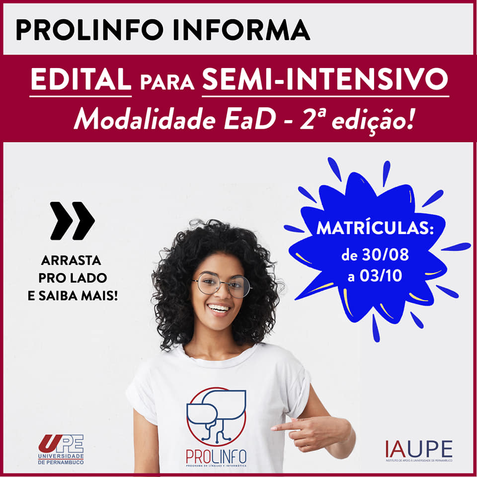 Edital para 2ª edição do Semi-intensivo